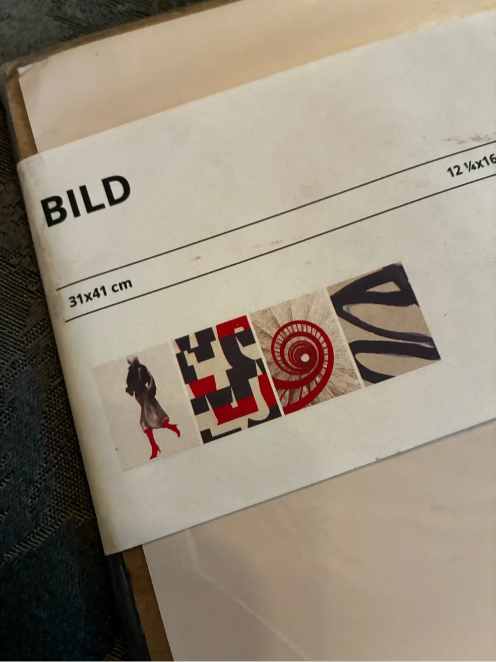 IKEA BILD Decorative Print Strip — Red, Black, Cream, Beige